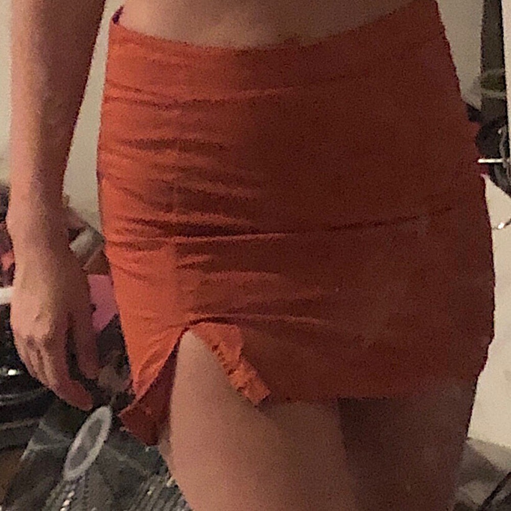 forever 21 orange mini skirt with slit